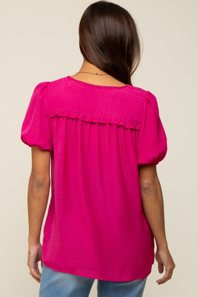 Fuchsia Puff Sleeve Maternity Blouse sold by Pinkblush product image thumbnail 3