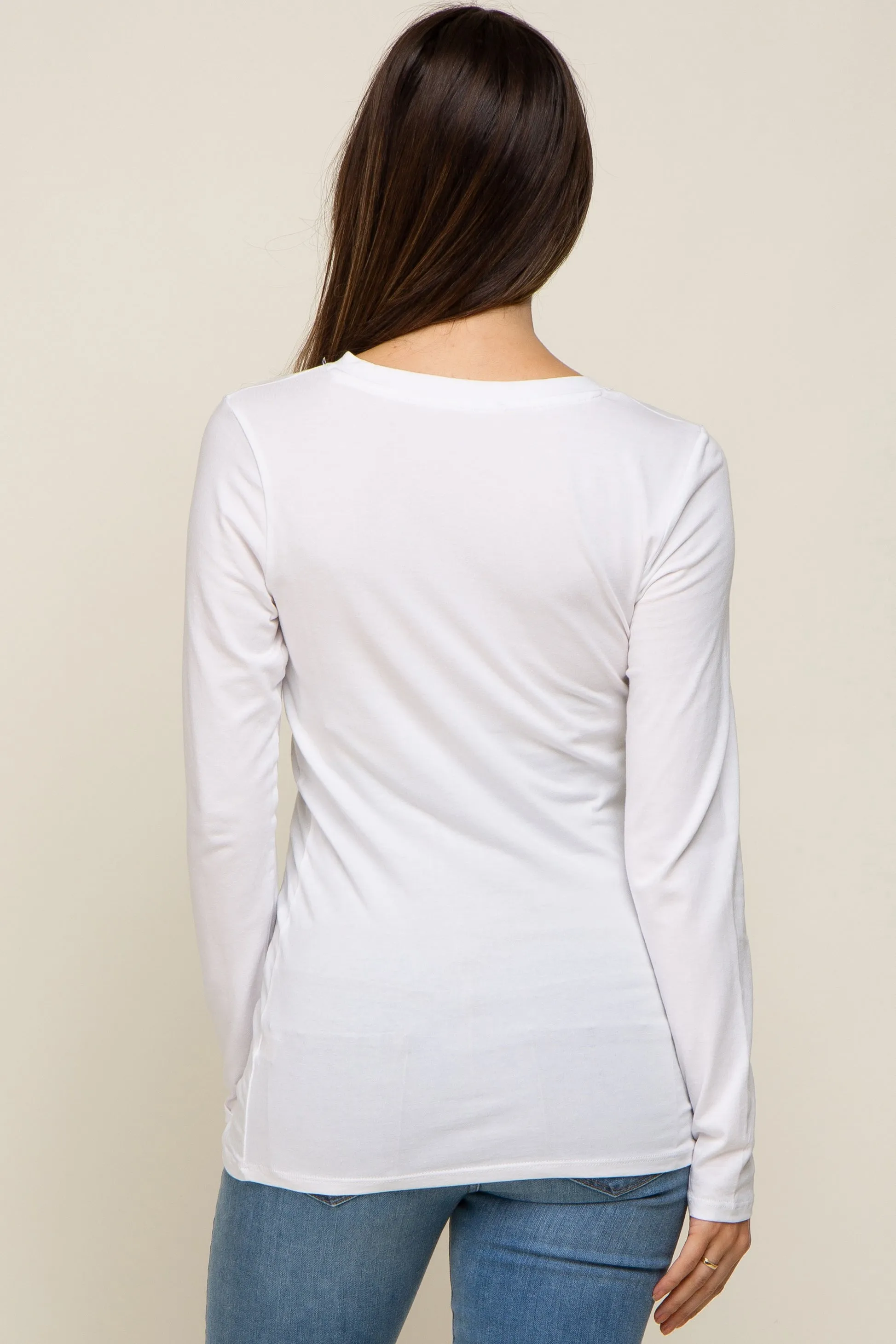 White Fitted Long Sleeve Maternity Top sold by Pinkblush product image thumbnail 3