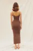 Brown Ribbed Basic Midi Dress sold by Pinkblush
