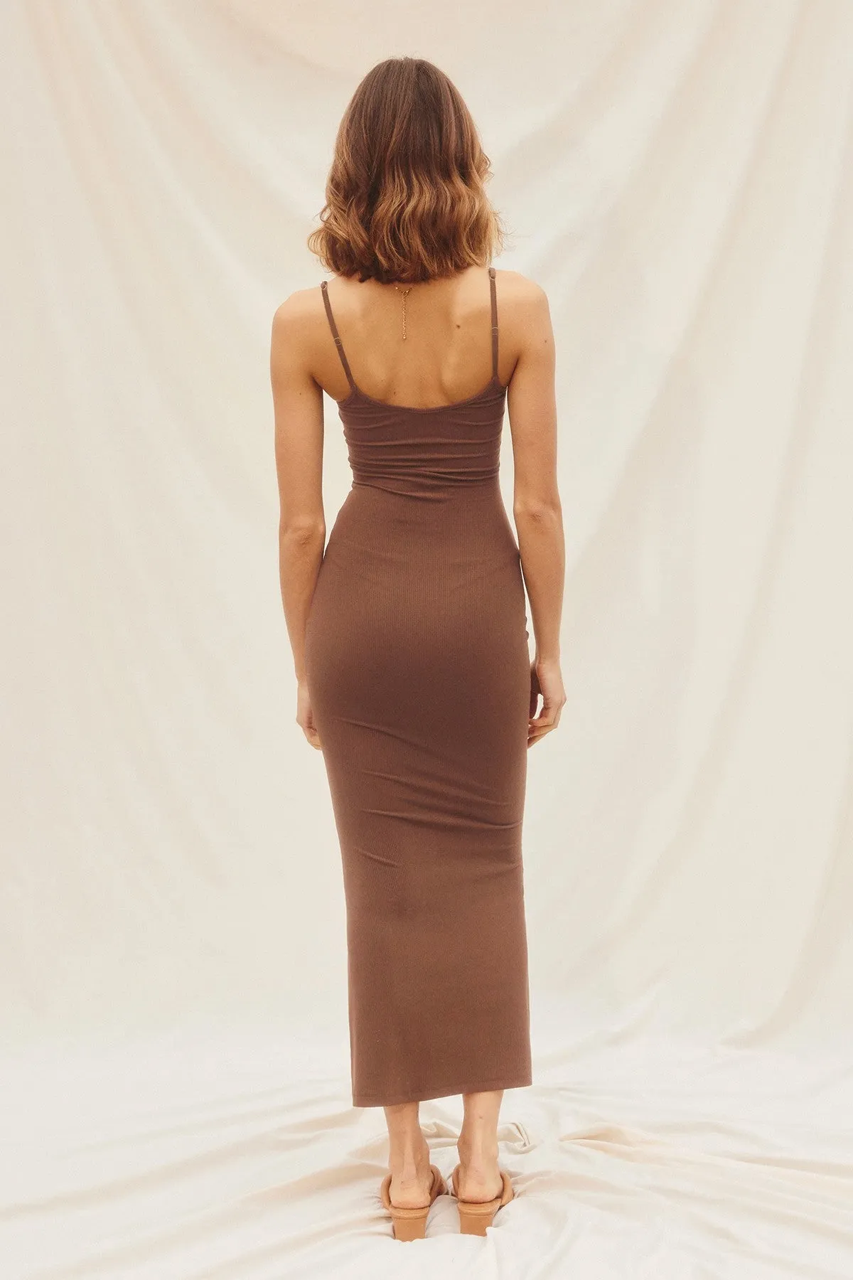 Brown Ribbed Basic Midi Dress sold by Pinkblush product image thumbnail 2