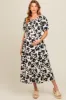 Ivory Floral Smocked Maternity Midi Dress sold by Pinkblush