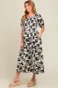 Ivory Floral Smocked Maternity Midi Dress sold by Pinkblush