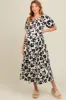 Ivory Floral Smocked Maternity Midi Dress sold by Pinkblush