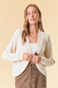 Cream One Button Front Knit Cardigan sold by Pinkblush