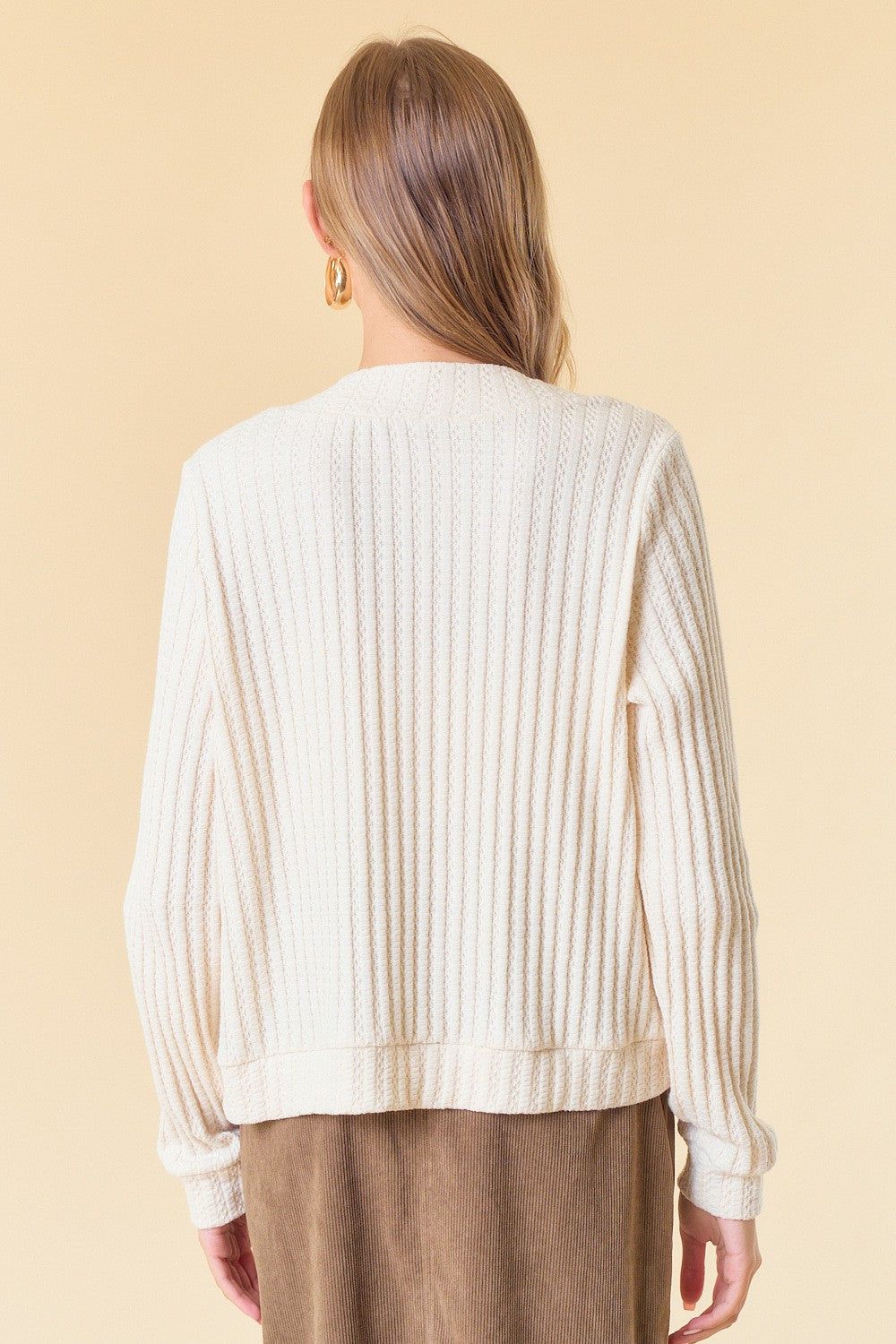 Cream One Button Front Knit Cardigan sold by Pinkblush product image thumbnail 4