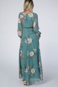 Teal Floral Chiffon Maternity Maxi Dress sold by Pinkblush