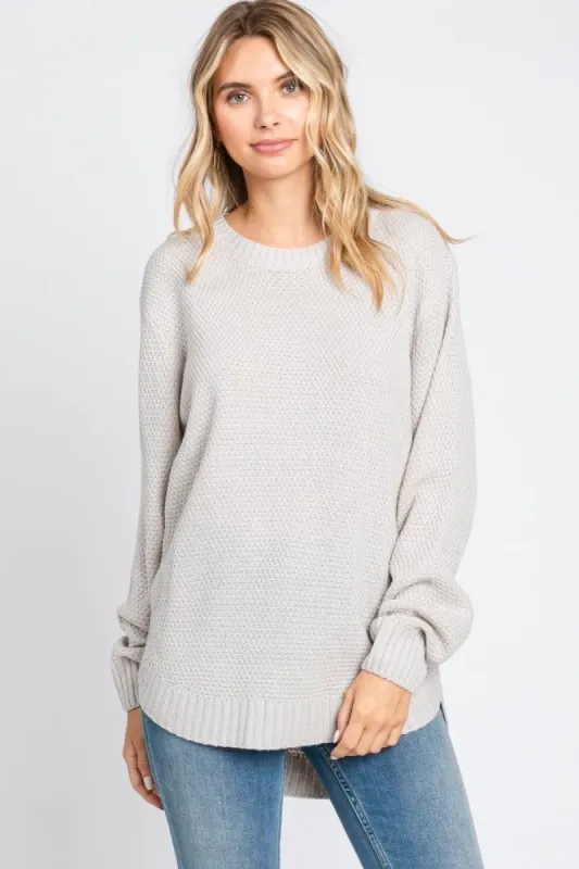 Beige Knit Pullover Sweater sold by Pinkblush