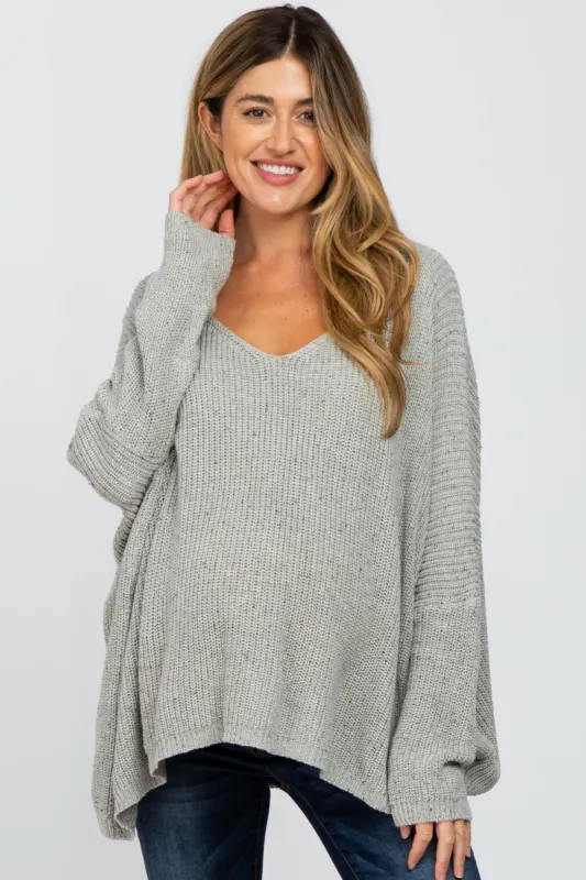 Grey Speckled Oversized Maternity Sweater sold by Pinkblush