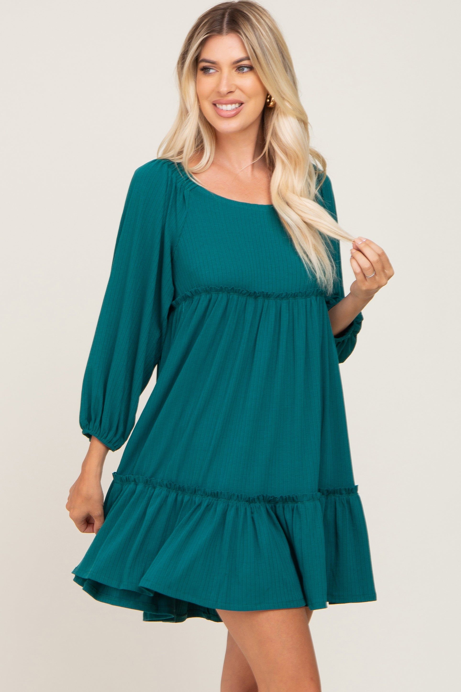 Teal Ribbed Tied Back Mini Dress sold by Pinkblush