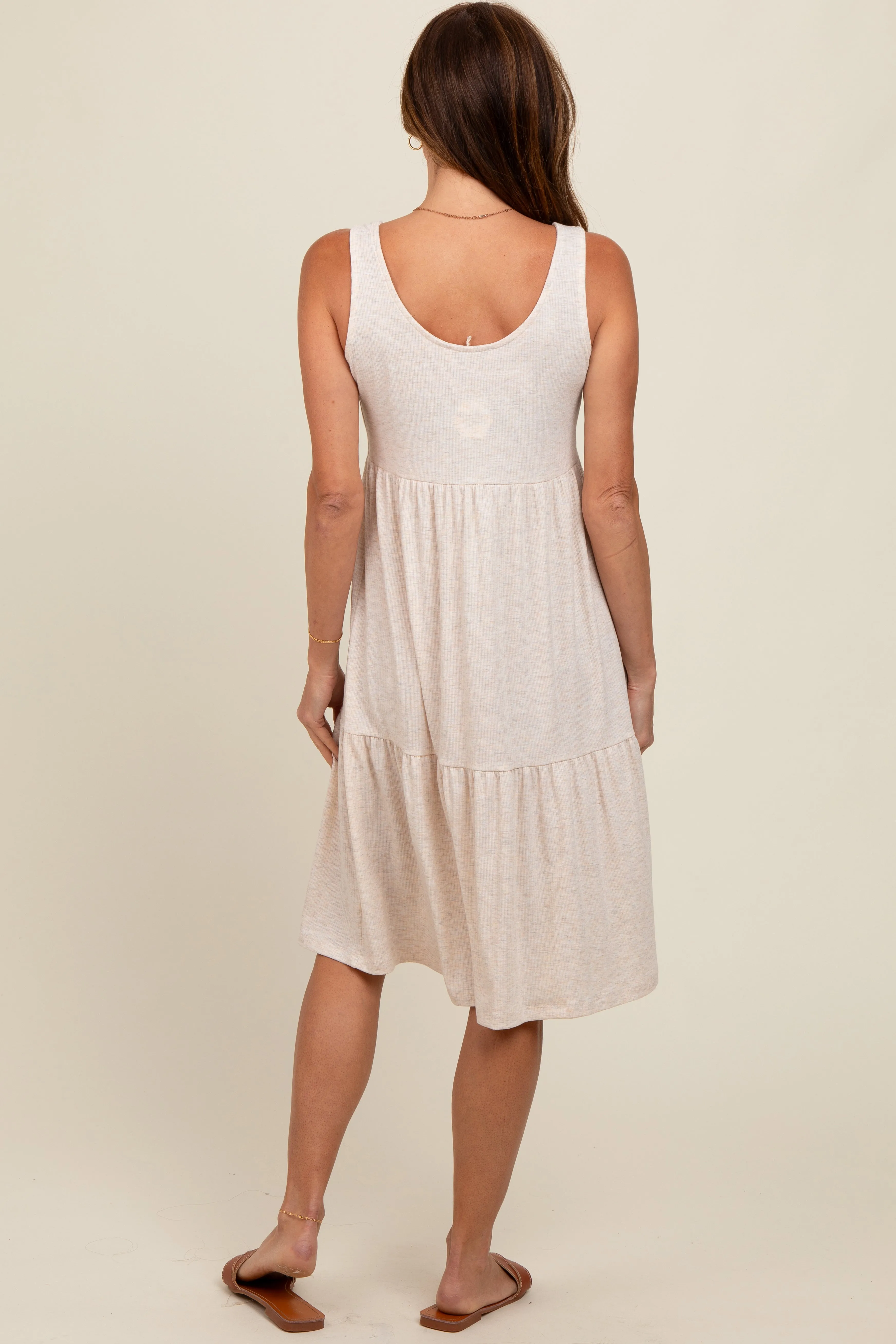 Beige Tiered Sleeveless Midi Dress sold by Pinkblush product image thumbnail 4
