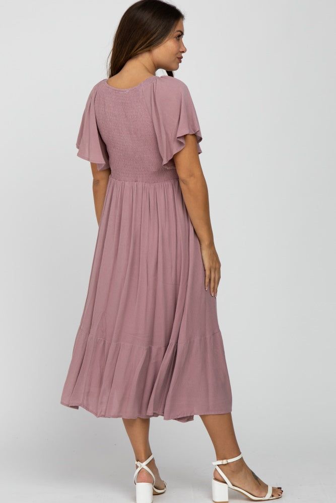 Lilac Smocked Ruffle Maternity Dress sold by Pinkblush product image thumbnail 4