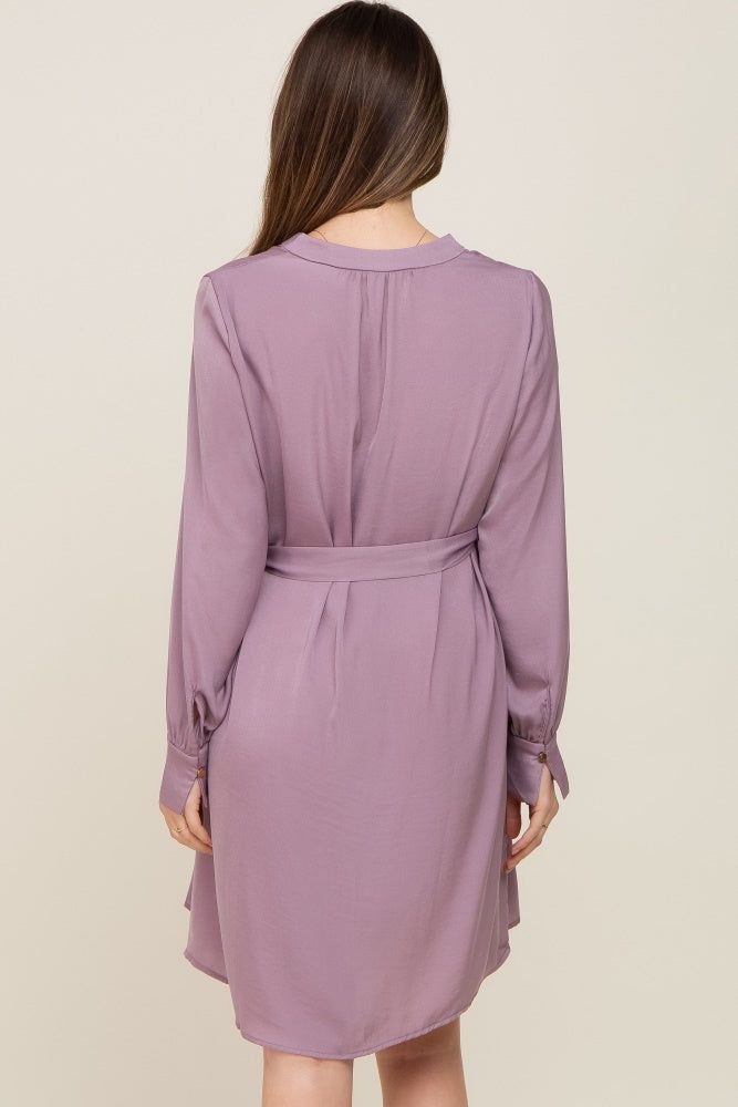 Lavender Silky Sash Tie Maternity Dress sold by Pinkblush product image thumbnail 3