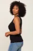 Black Ribbed Sleeveless Ruched Tank Top sold by Pinkblush