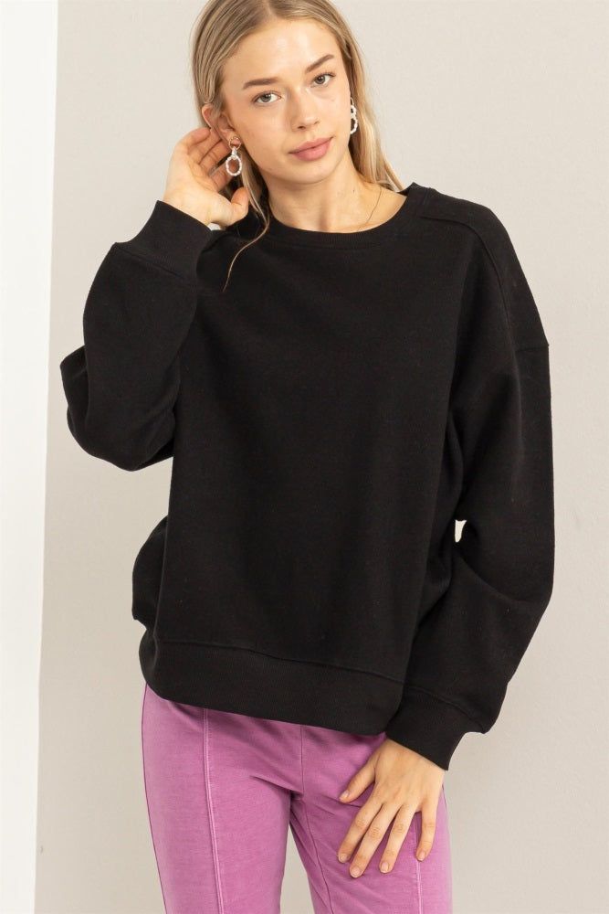 Black Basic Fleece Sweatshirt sold by Pinkblush
