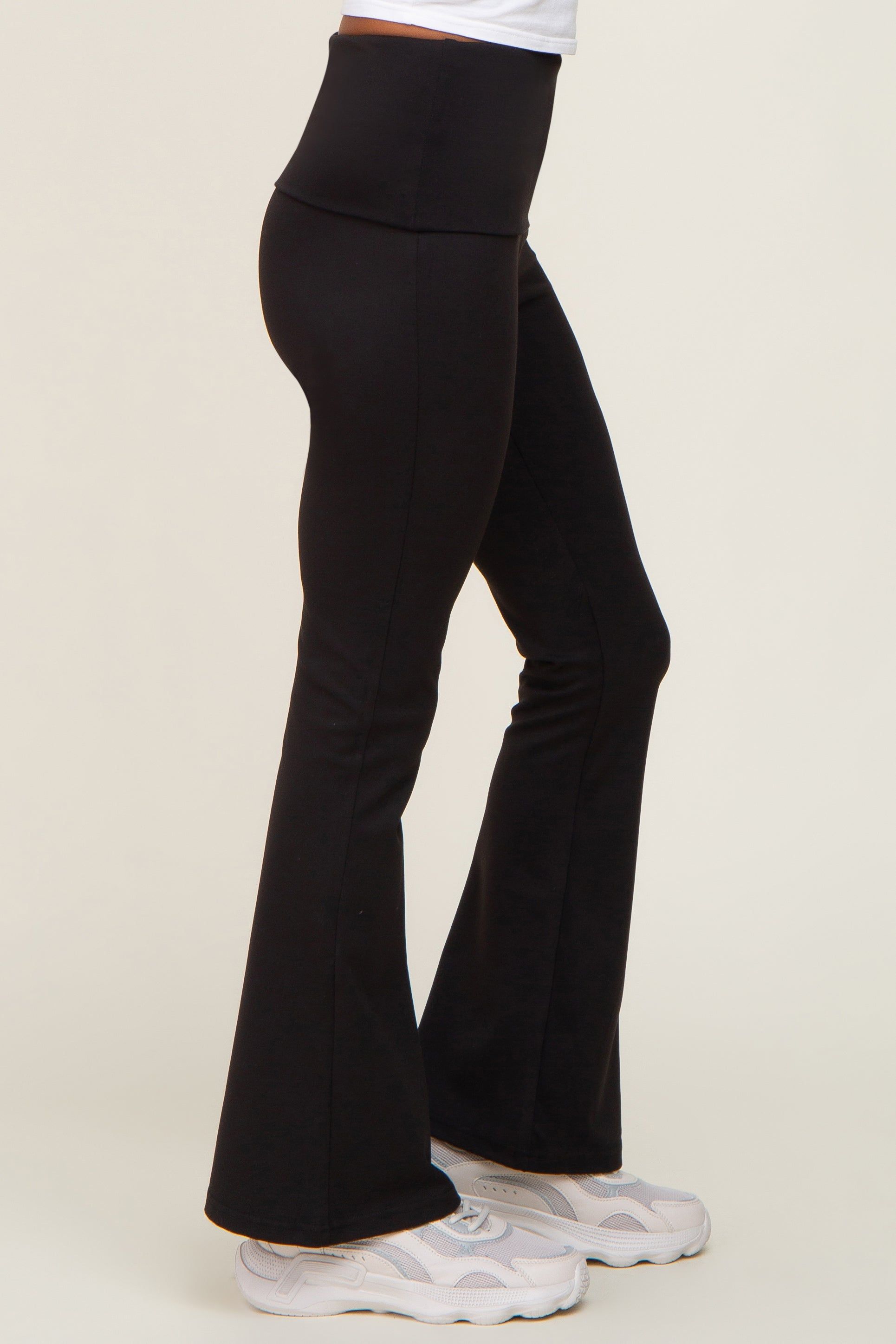 Black Foldover Flare Leggings sold by Pinkblush product image thumbnail 3