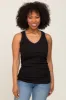 Black Ribbed Sleeveless Ruched Tank Top sold by Pinkblush