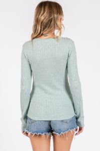 Light Blue Ribbed Long Sleeve Top sold by Pinkblush