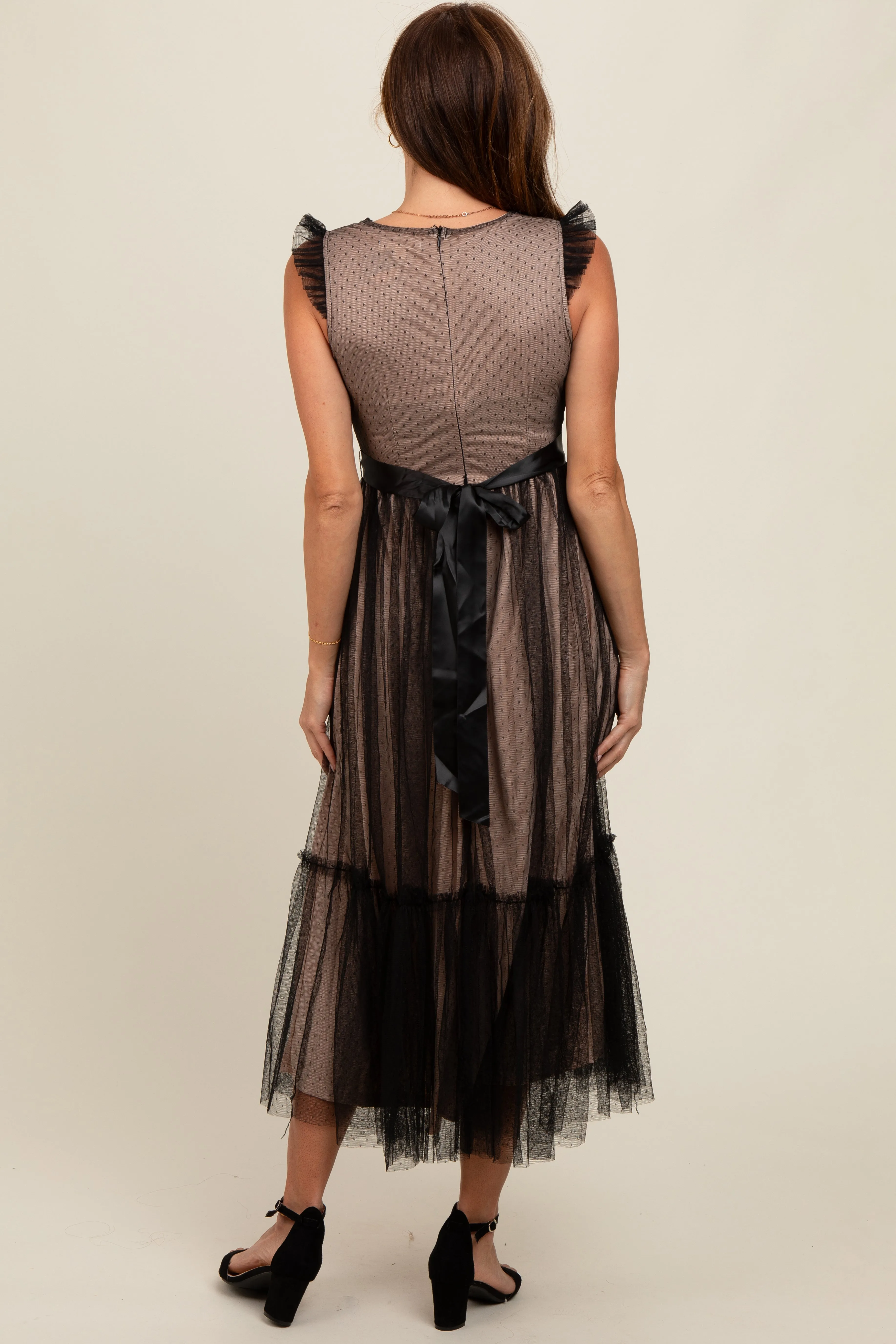 Black Lace Contrast Tulle Maxi Dress sold by Pinkblush product image thumbnail 4