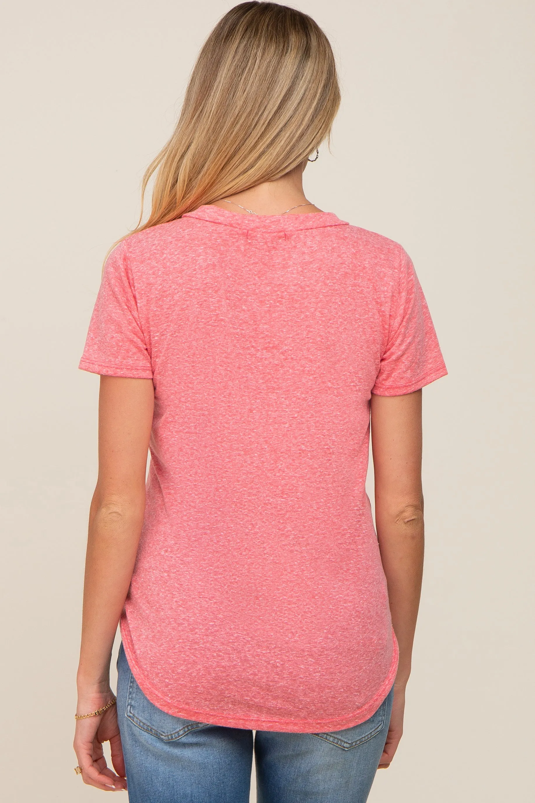Coral V-Neck Short Sleeve Maternity Tee sold by Pinkblush product image thumbnail 3