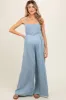 Light Blue Chambray Smocked Maternity Jumpsuit sold by Pinkblush