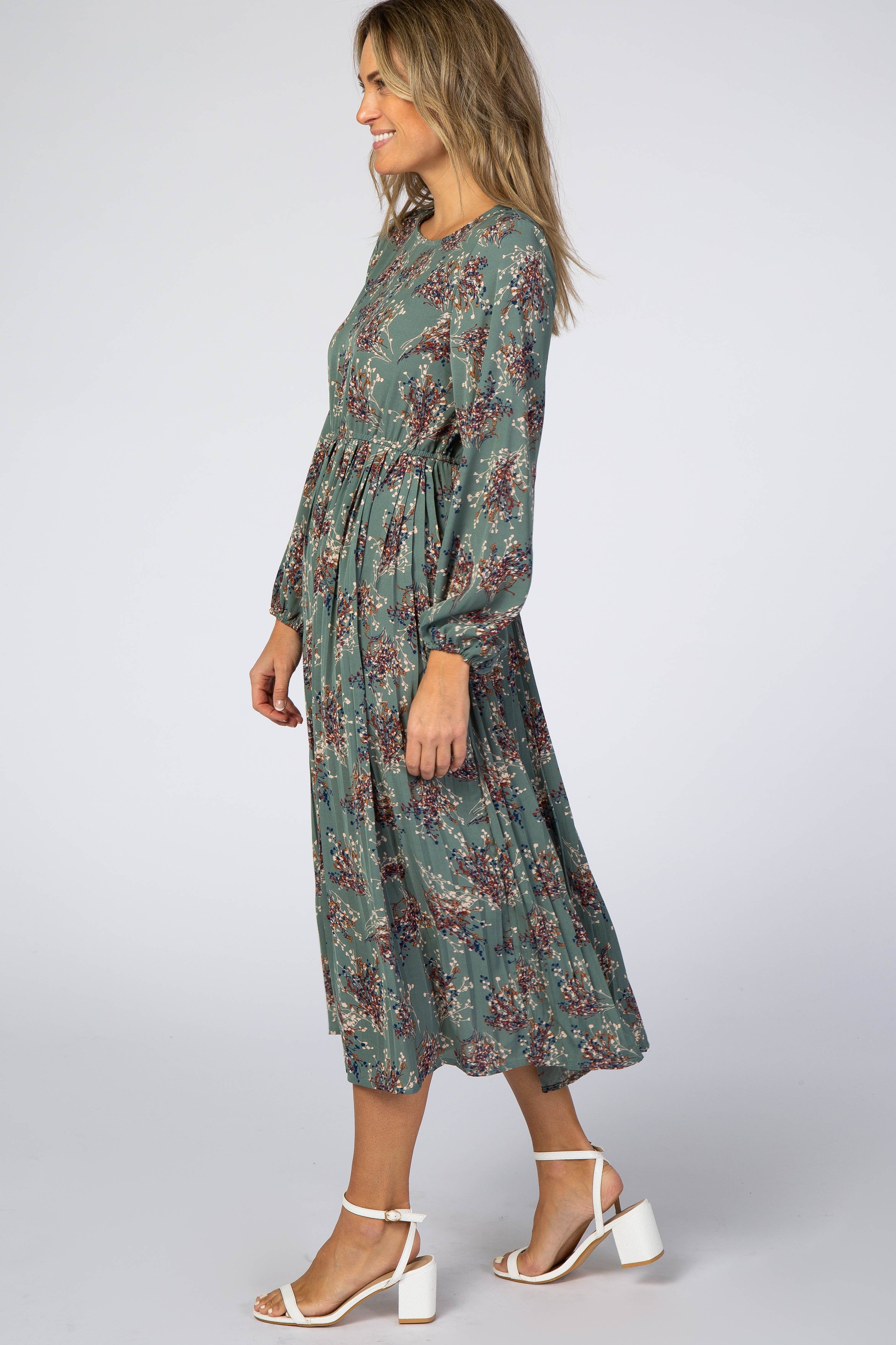 Jade Floral Pleated Skirt Midi Dress sold by Pinkblush product image thumbnail 2