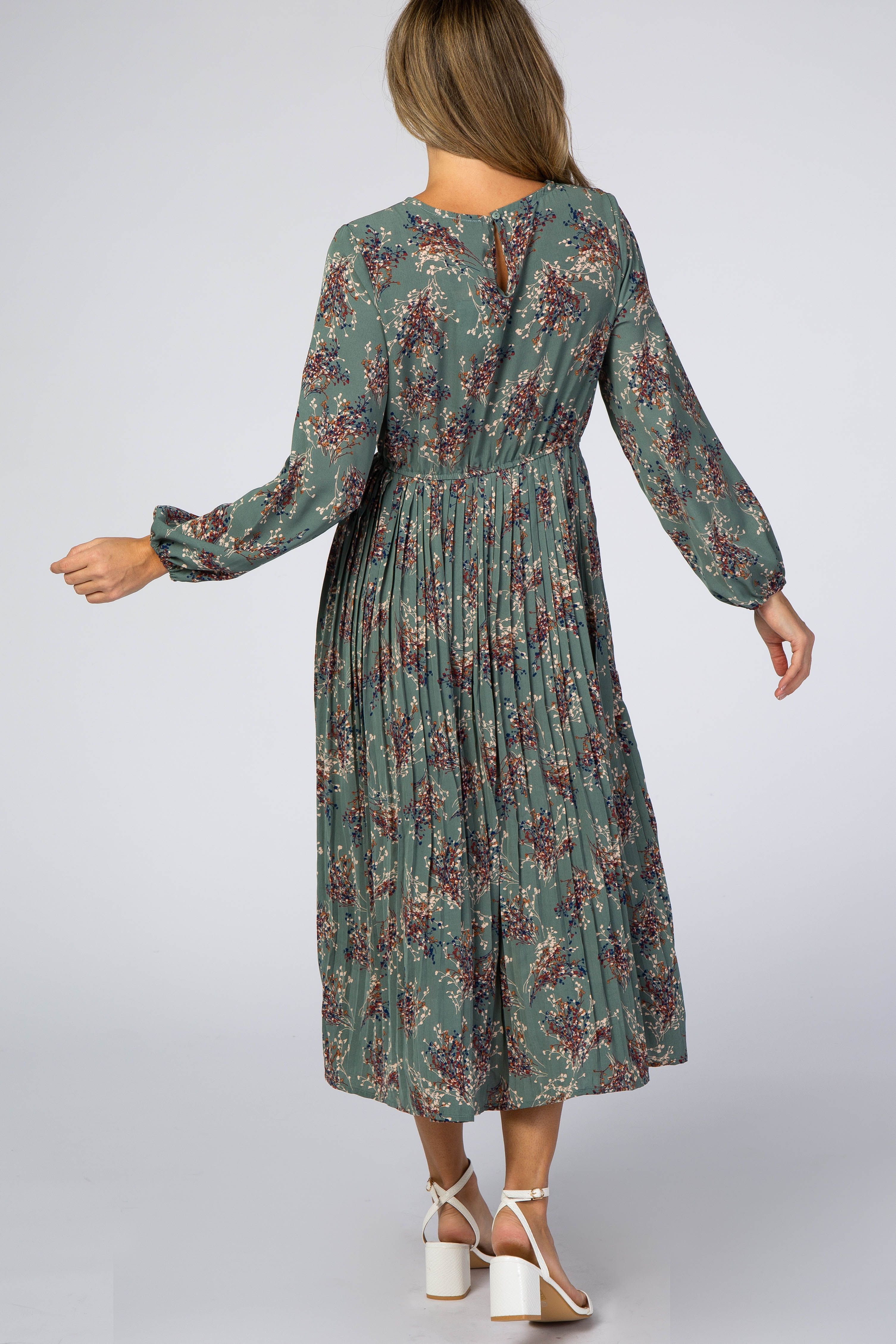 Jade Floral Pleated Skirt Midi Dress sold by Pinkblush product image thumbnail 3
