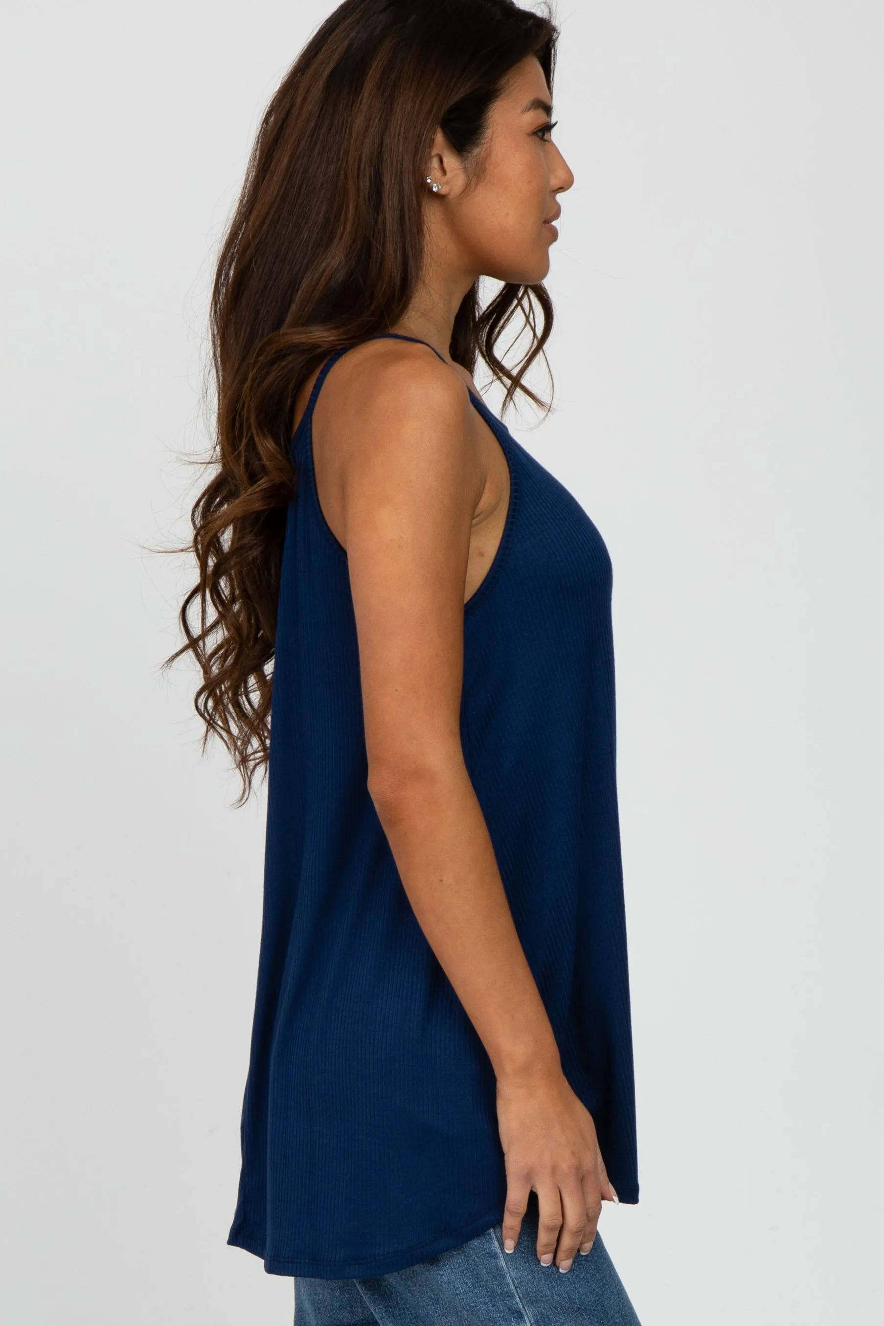 Navy Ribbed Sleeveless Top sold by Pinkblush product image thumbnail 3