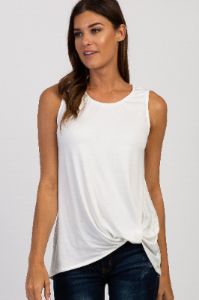 PinkBlush White Sleeveless Knot Top sold by Pinkblush
