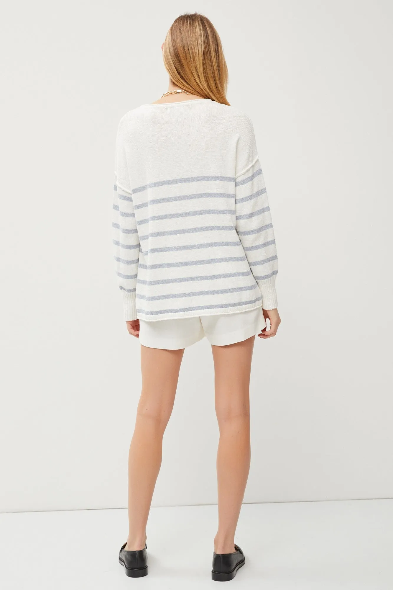 Blue Striped Cuff Sweater sold by Pinkblush product image thumbnail 4