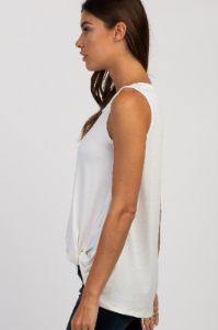PinkBlush White Sleeveless Knot Top sold by Pinkblush