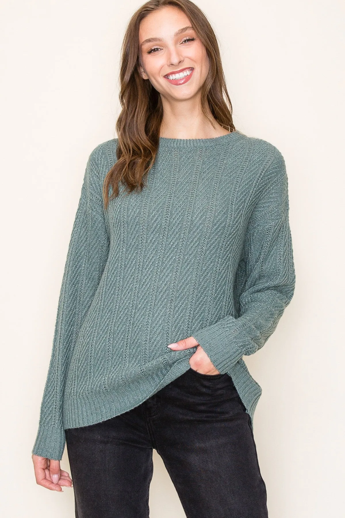Olive Pattern Knit Sweater sold by Pinkblush product image thumbnail 2