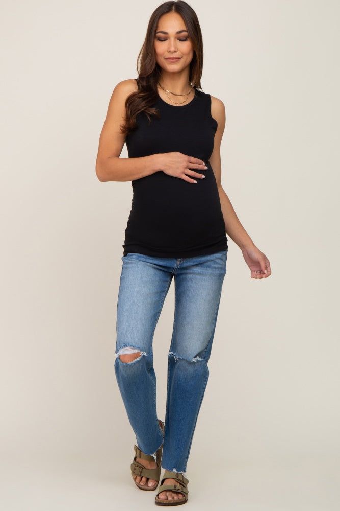 Black Ruched Side Maternity Tank Top sold by Pinkblush product image thumbnail 4