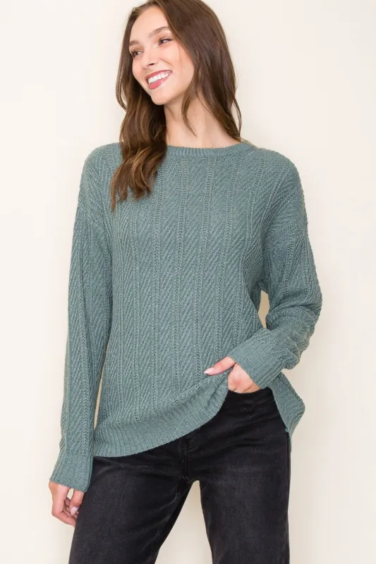 Olive Pattern Knit Sweater sold by Pinkblush