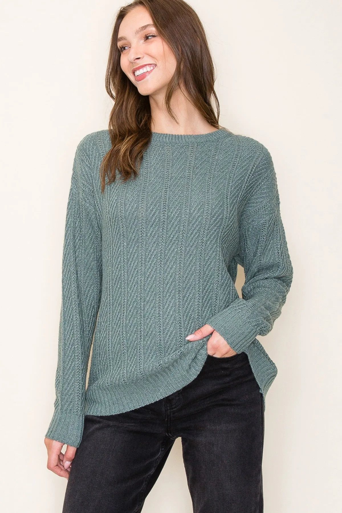 Olive Pattern Knit Sweater sold by Pinkblush
