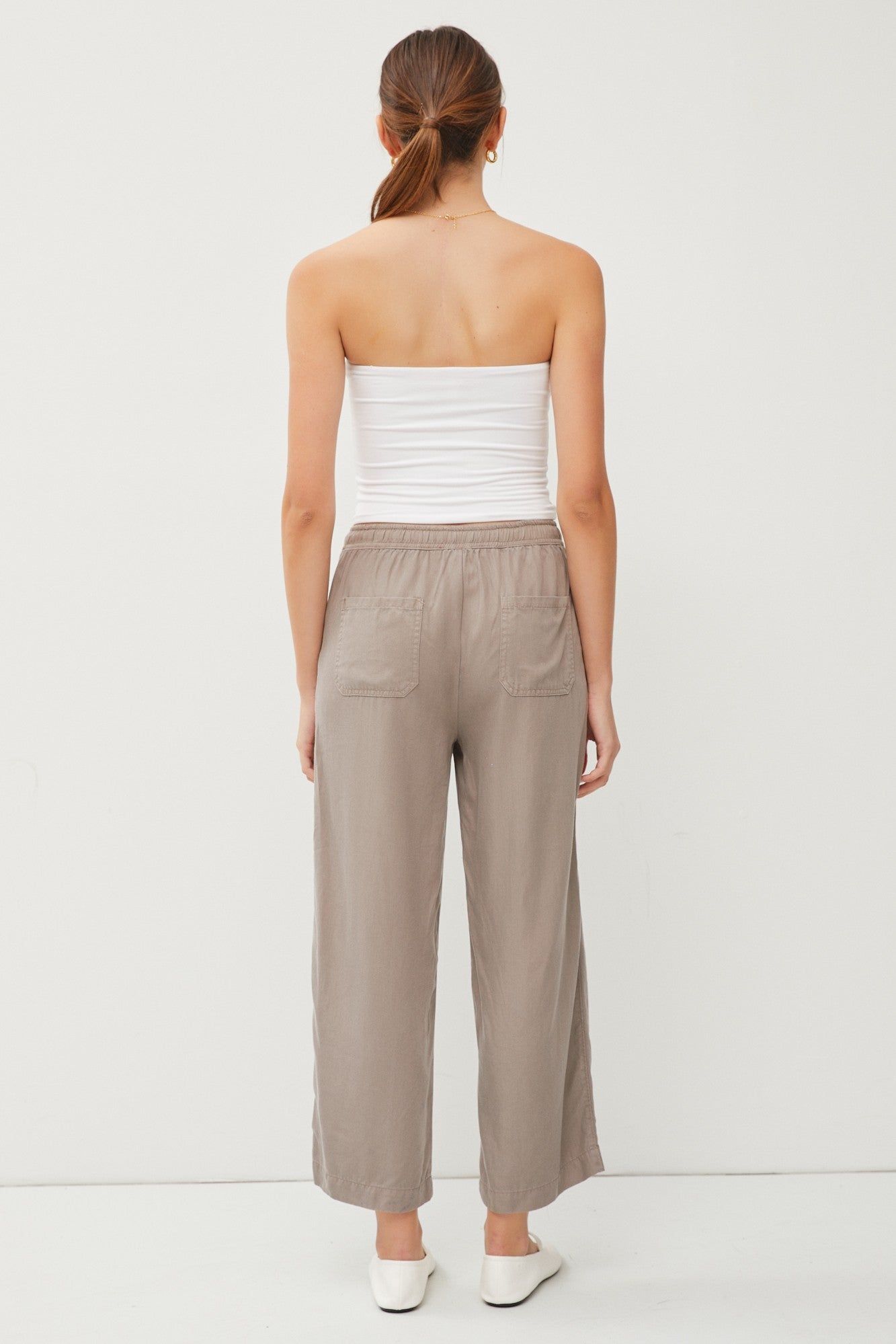 Taupe Front Tie Cropped Pants sold by Pinkblush product image thumbnail 3