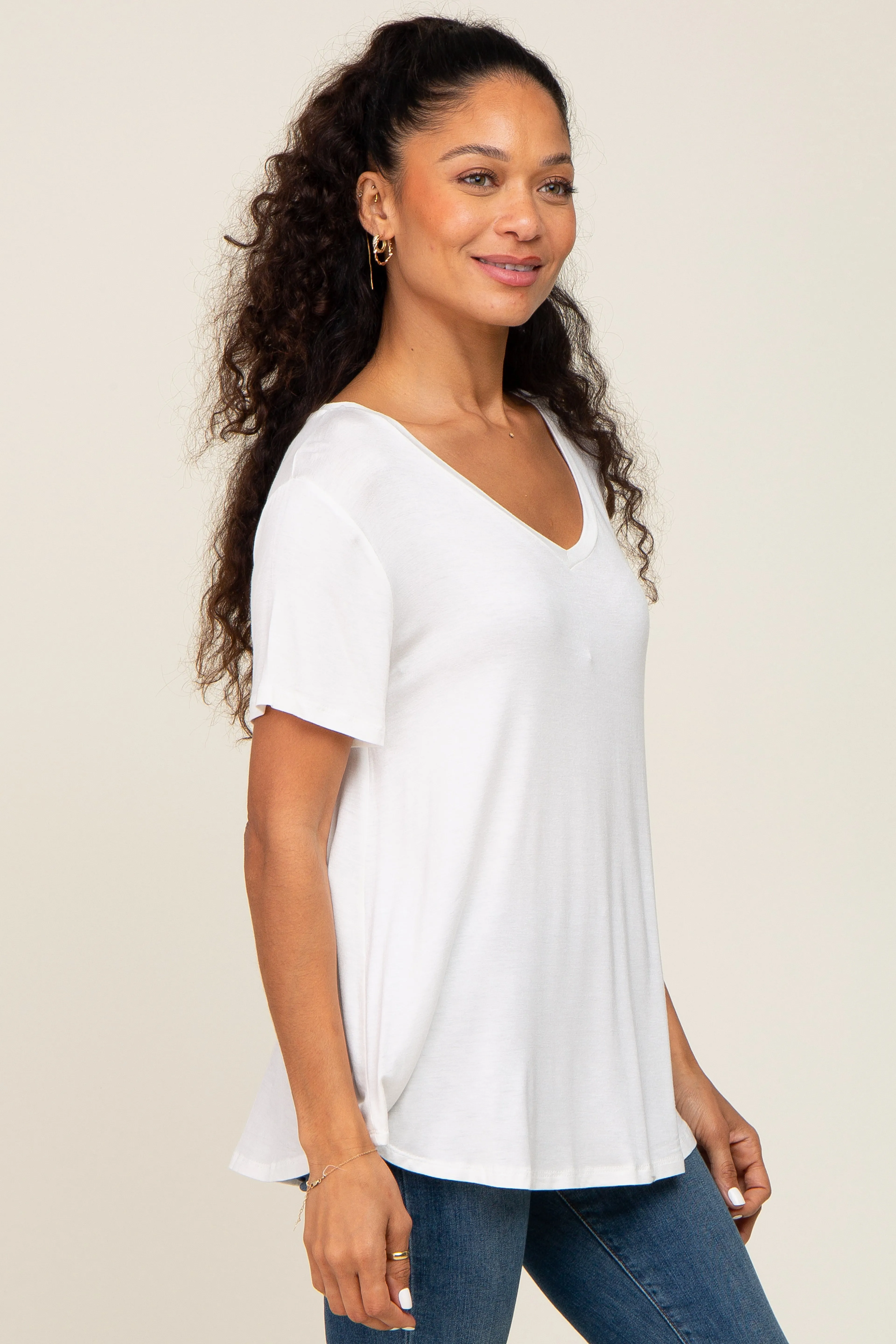 White V-Neck Tee sold by Pinkblush product image thumbnail 2