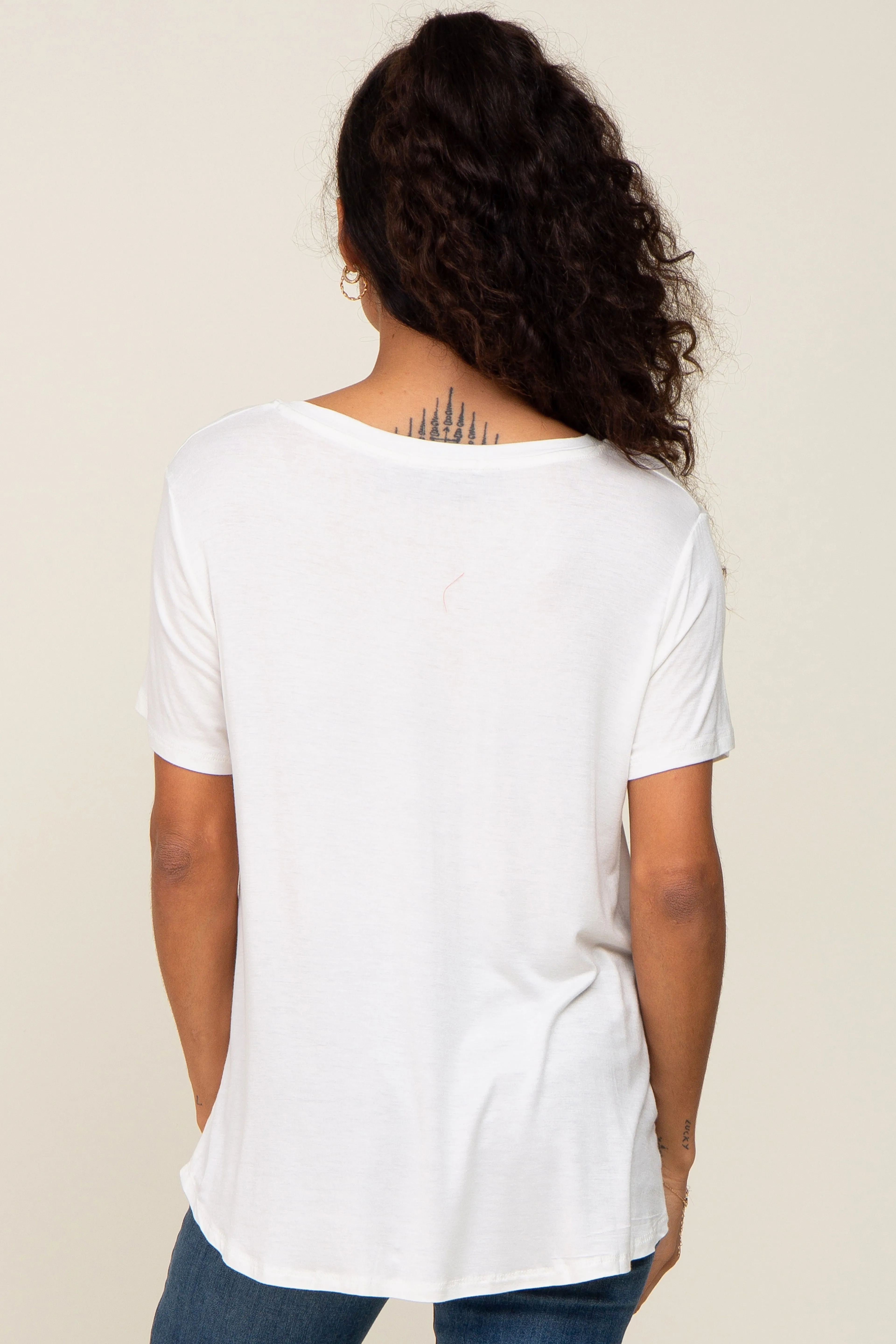 White V-Neck Tee sold by Pinkblush product image thumbnail 3