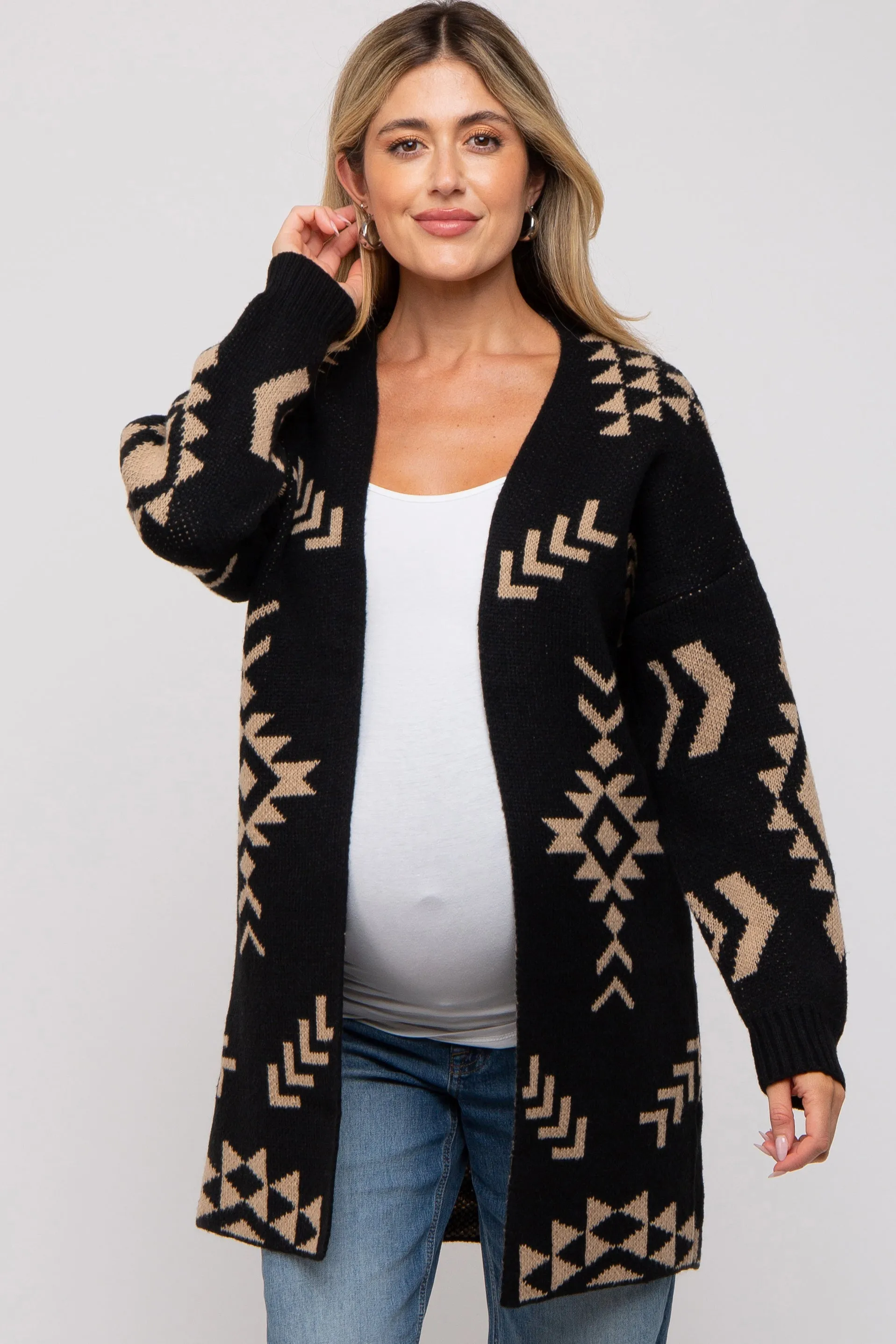 Black Print Maternity Cardigan sold by Pinkblush product image thumbnail 2