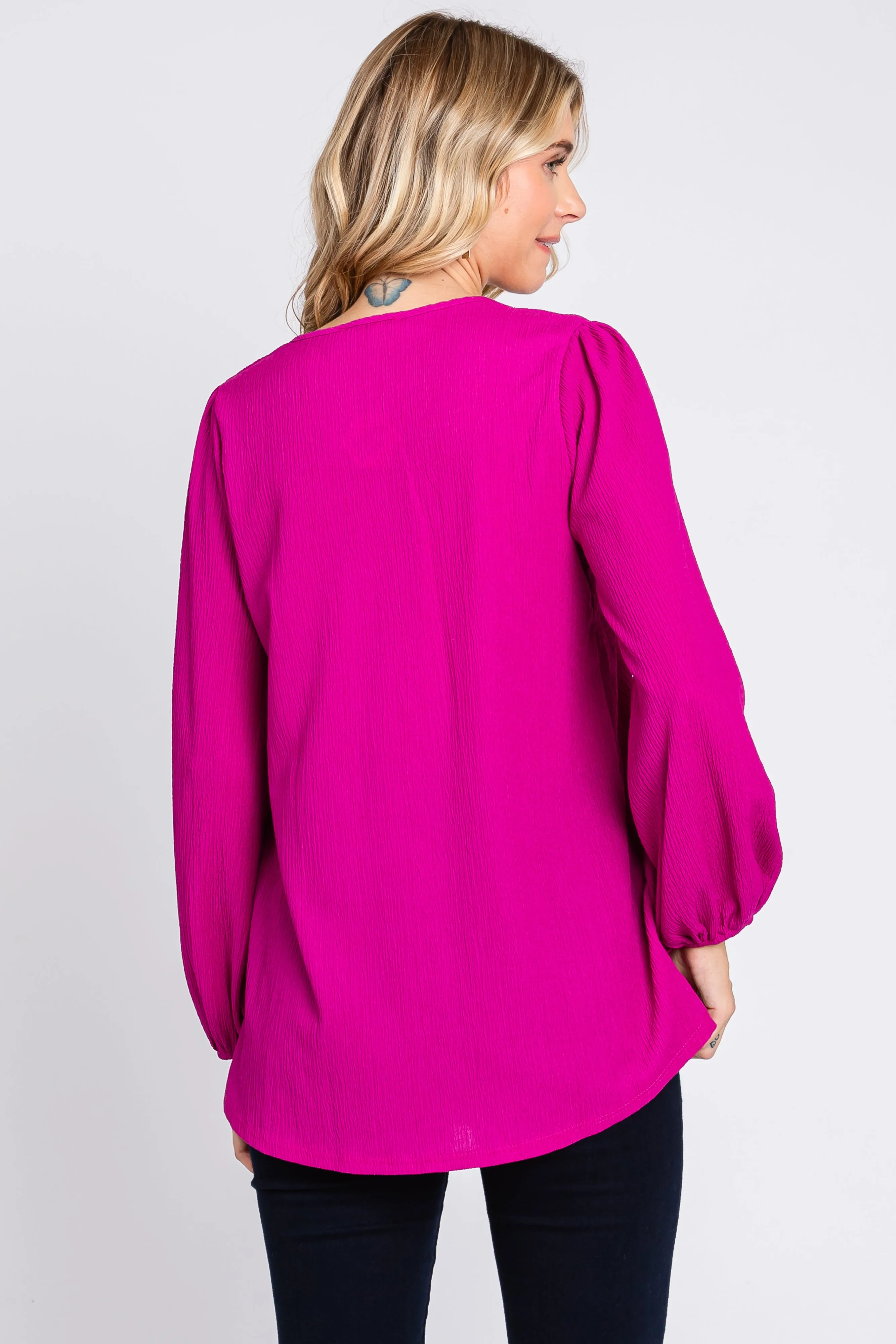 Magenta Textured Long Sleeve Blouse sold by Pinkblush product image thumbnail 3