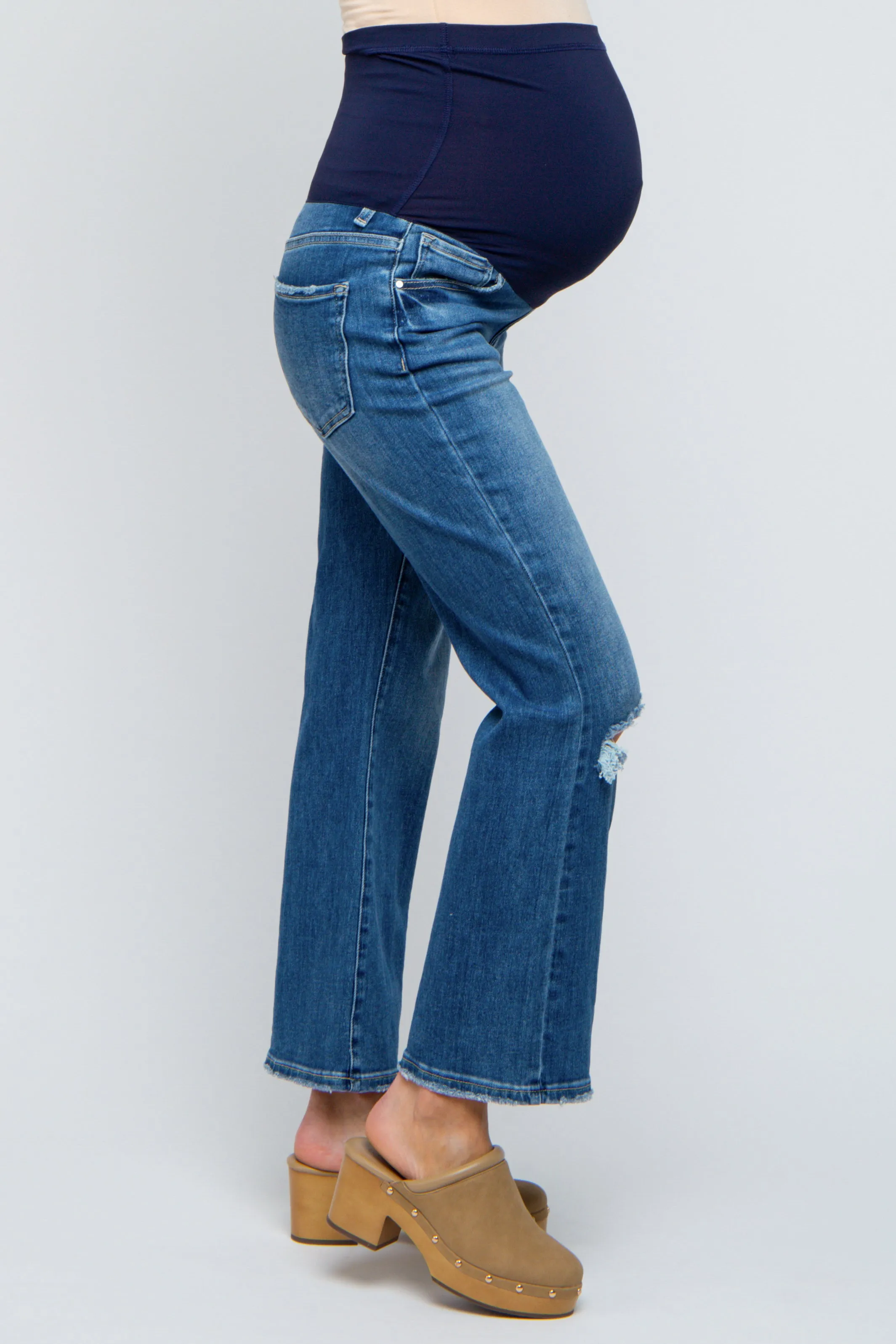 Blue Ankle Flare Distressed Maternity Jeans sold by Pinkblush product image thumbnail 3