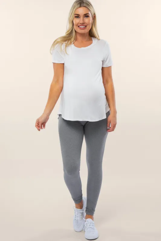 Heather Grey Basic Maternity Leggings sold by Pinkblush