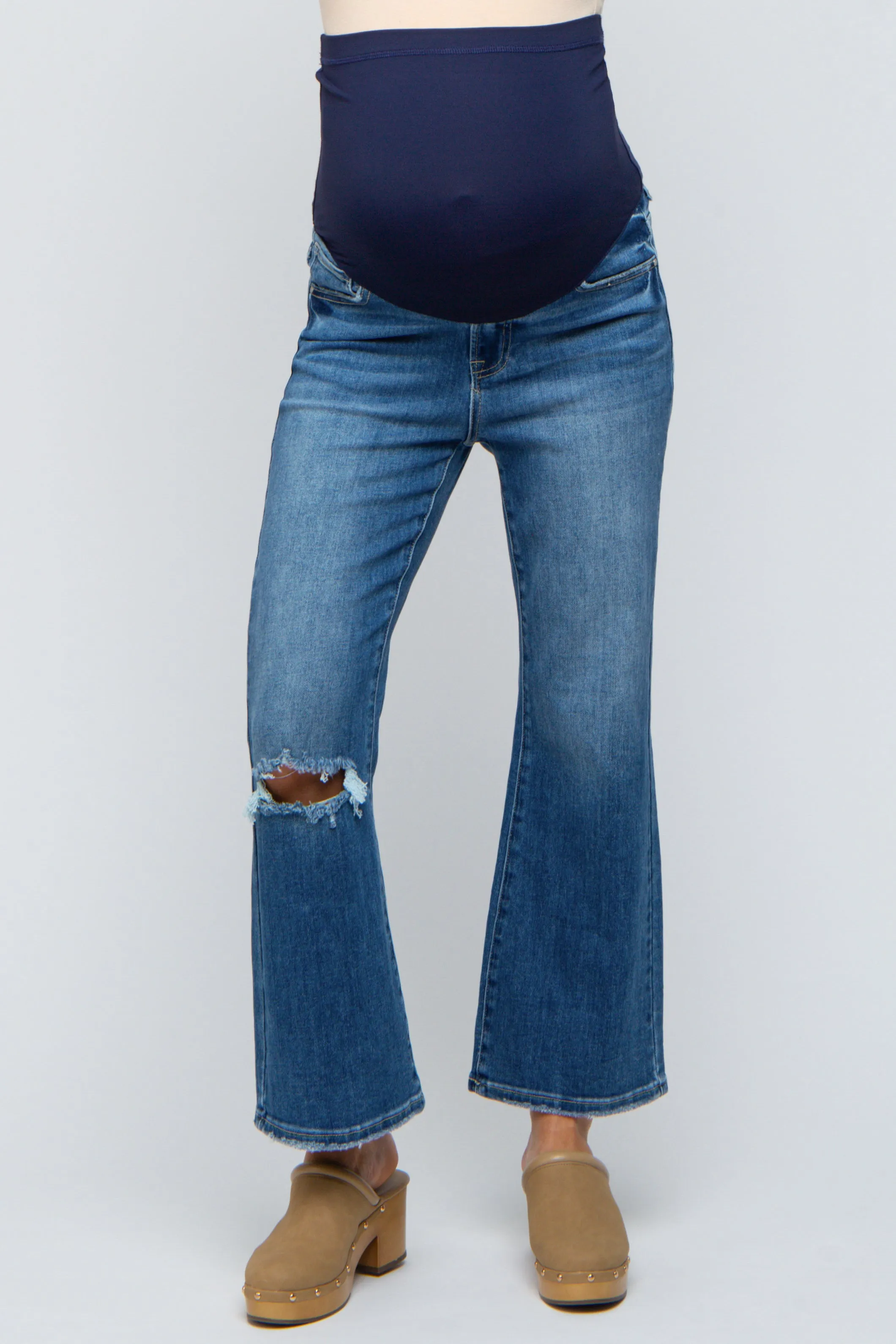 Blue Ankle Flare Distressed Maternity Jeans sold by Pinkblush product image thumbnail 2