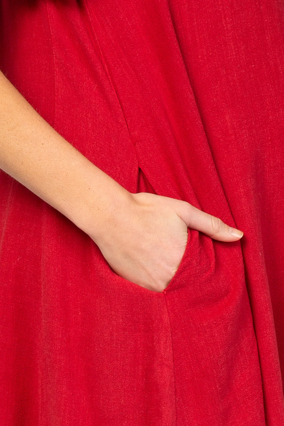 Red Fringe Linen Maternity Dress sold by Pinkblush product image thumbnail 5