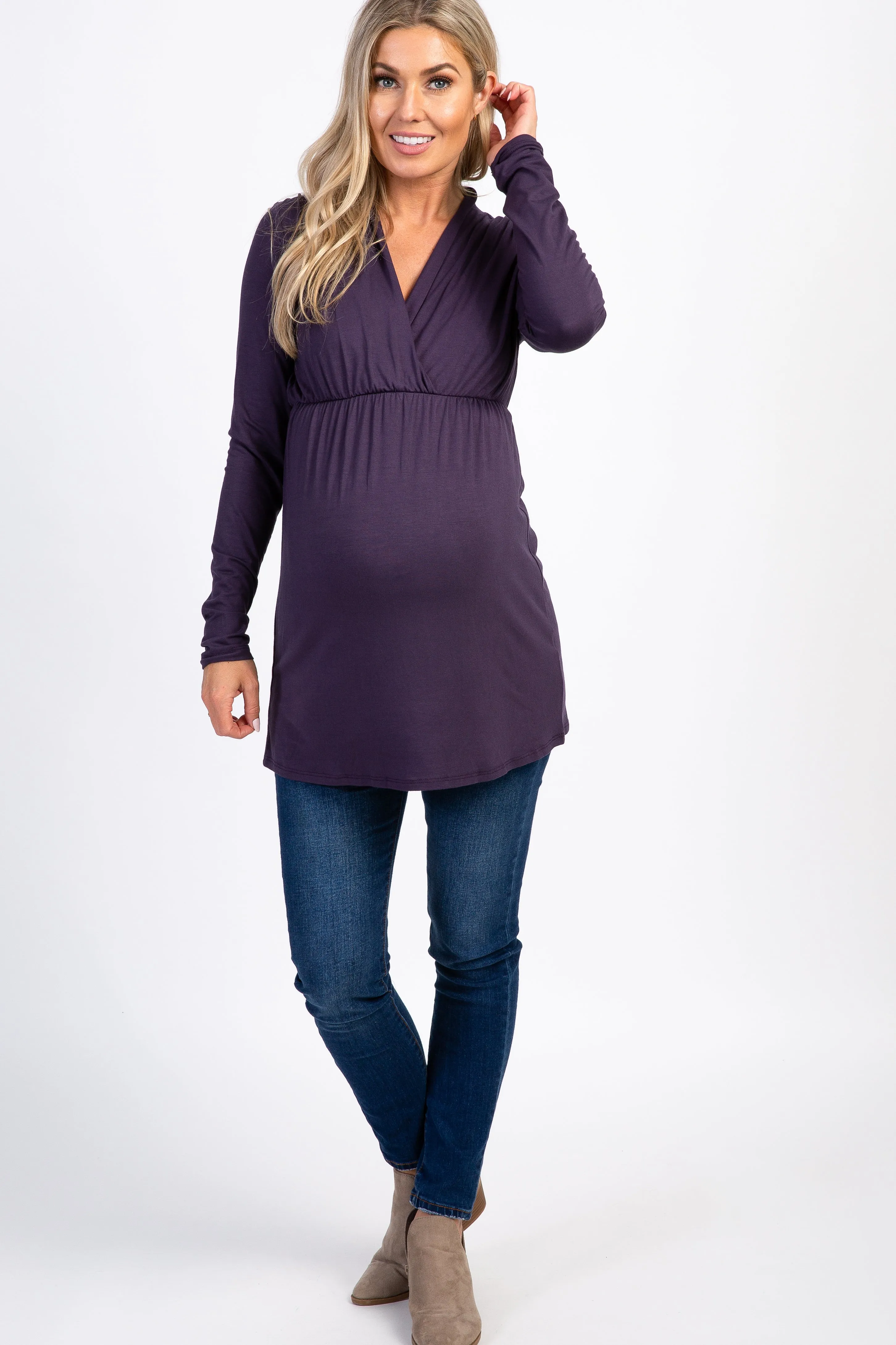 Purple Long Sleeve Maternity/Nursing Top sold by Pinkblush product image thumbnail 4