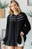 Black Embroidered Smocked Blouse sold by Pinkblush