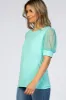 Mint Mesh Sleeve Top sold by Pinkblush