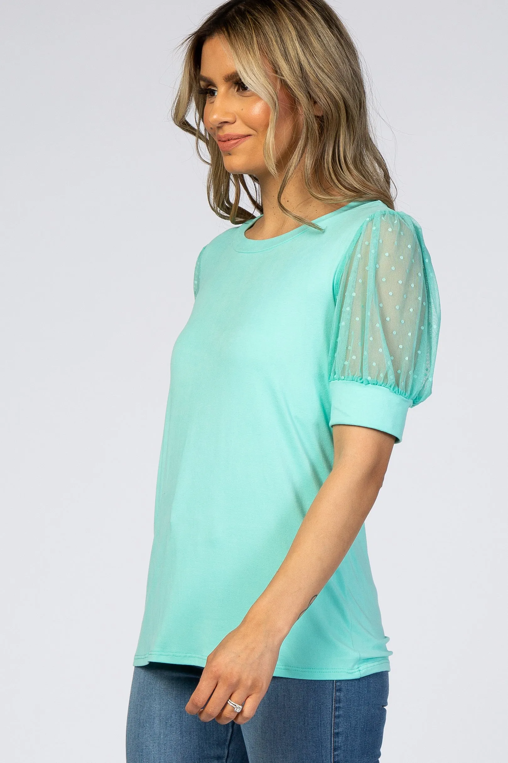 Mint Mesh Sleeve Top sold by Pinkblush product image thumbnail 2