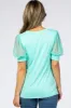 Mint Mesh Sleeve Top sold by Pinkblush