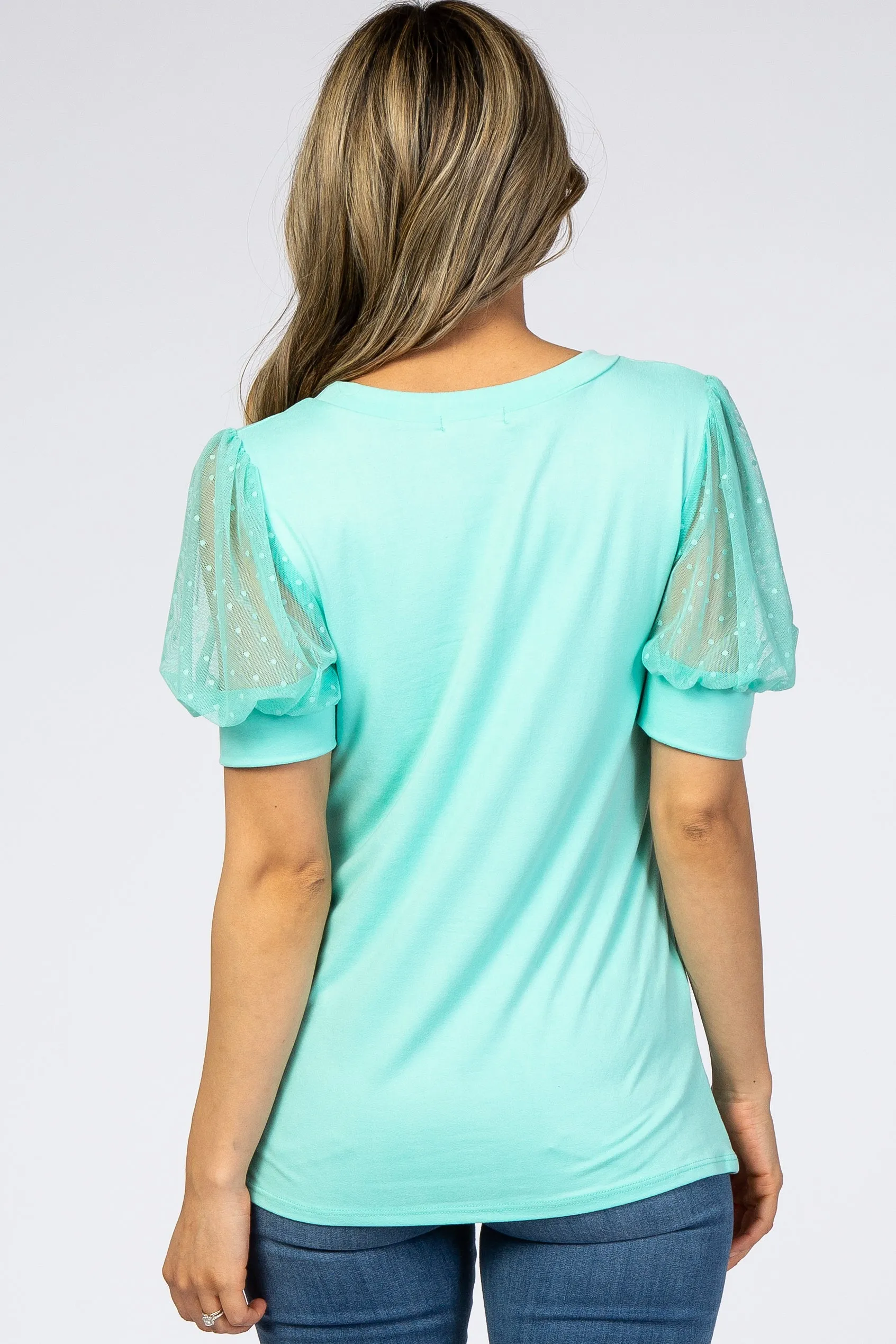Mint Mesh Sleeve Top sold by Pinkblush product image thumbnail 3