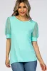 Mint Mesh Sleeve Top sold by Pinkblush